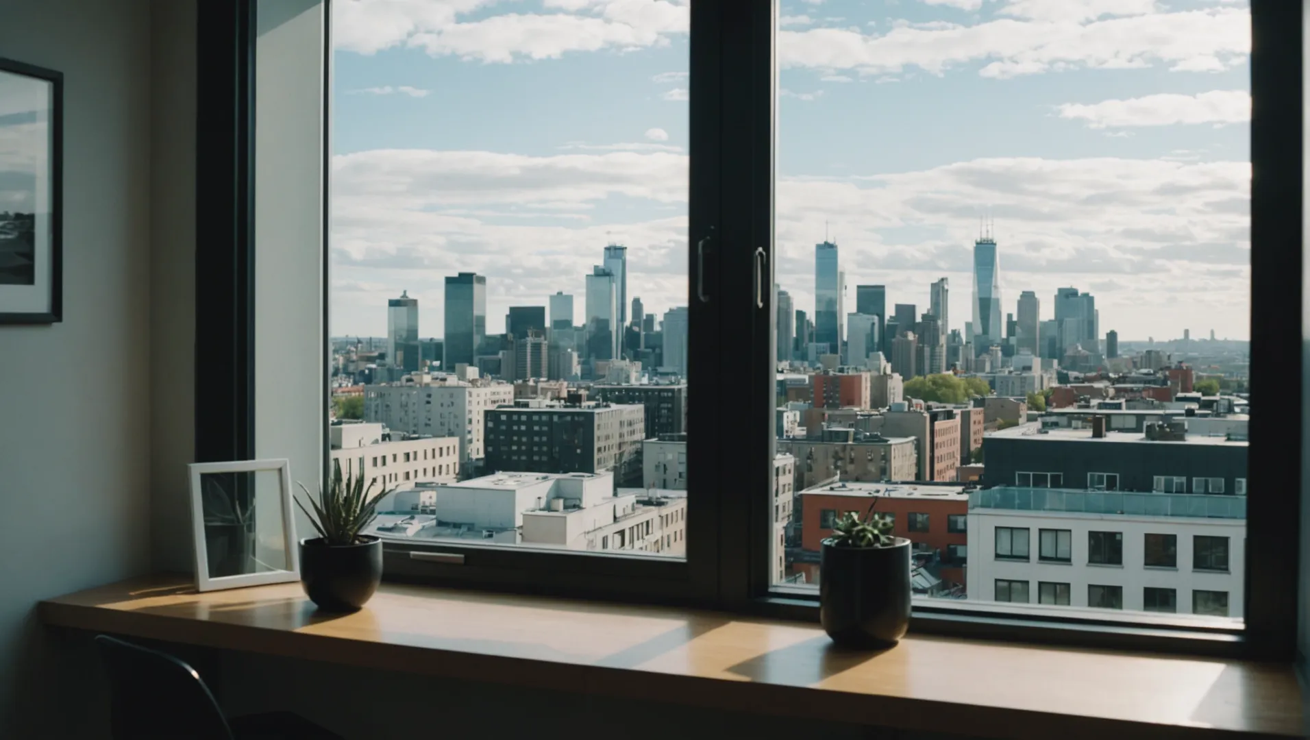 Double glazed window with urban view, showcasing its noise-reducing feature.